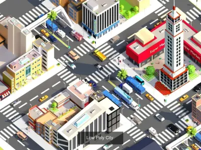 low poly    Collection  asset  pack citys exterior and interior