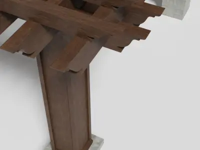 Wooden Garden Pergola 1 Low-poly 3D model