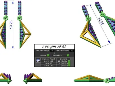 Light wt Women Diamond Earrings  3D print model