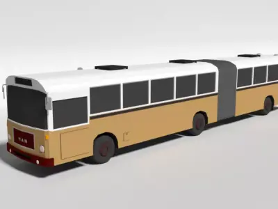 Low Poly Cartoon Retro Bus  Low-poly 3D model