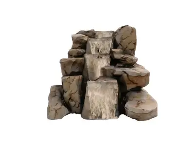4-Tier Tall Rock Waterfall 3D model