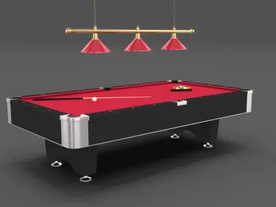 8 Ball Pool Table Setting Red 3D model