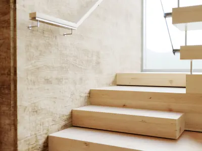 Stairs wooden staircase in house 3D model