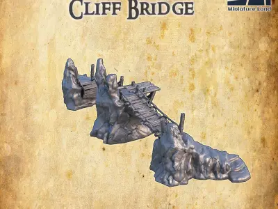 Wooden Cliff Bridge Tabletop Terrain 28 MM 3D print model