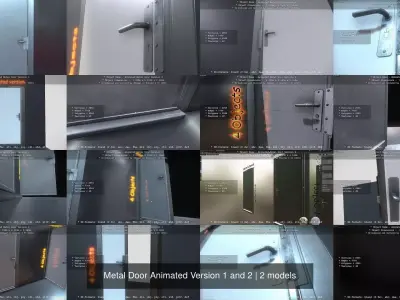 Metal Door Animated Version 1 and 2 3D Model Pack
