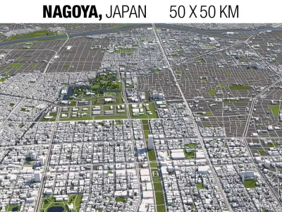 Nagoya Japan 50x50km 3D City Map 3D model