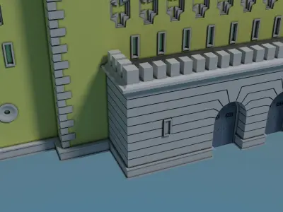 Reichsbahn Berlin Castle Plaster Yellow Low-poly 3D model