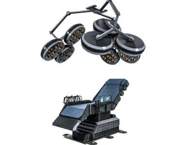 Sci-fi Medical Lab Chair Low-poly 3D model