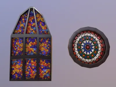 Low Poly Gothic Windows  Free low-poly 3D model