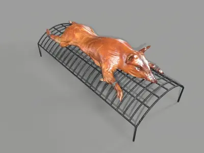 Pig on a skewer Low-poly 3D model
