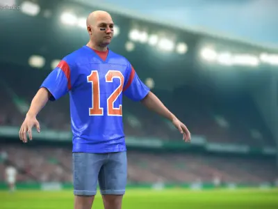  Football Fan Character with Foam Finger and Ball 