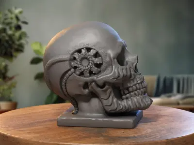 Robot Skull Headphone Stand Cyborg Headset Stand 3D print model buy