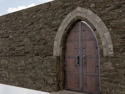 Medieval Door Low-poly 3D model