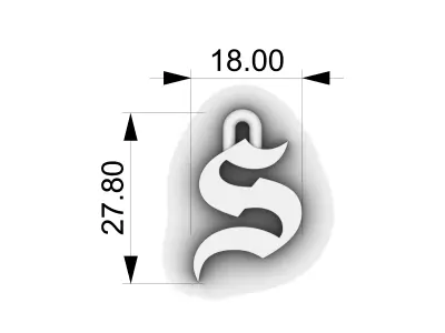 Gothic Letter S Pendant 3D print model