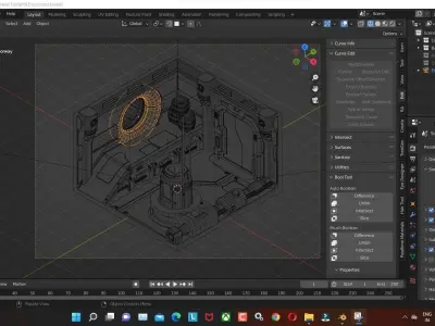 Sci-Fi corridor 3d model Render in Blender Low-poly 3D model