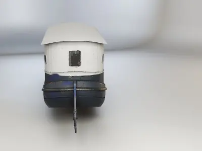  Aged Dutch Barge Houseboat 3D Model Modern Floating Home 