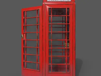 British K6 Telephone Box Low-poly 3D model
