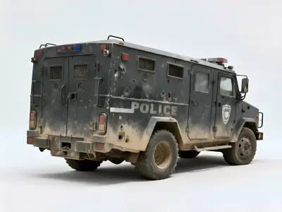 Sector Lockout Ruined Police SWAT Van 3D Model Low-poly 3D model