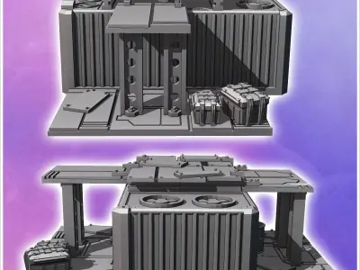 Container shelter with crates and metal awning 6 - Modern WW2 WW 3D print model