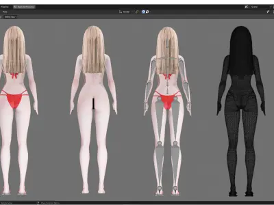 Bikini clothes 0020 - Rig -Unreal - Unity - Blender - Animated Low-poly 3D model