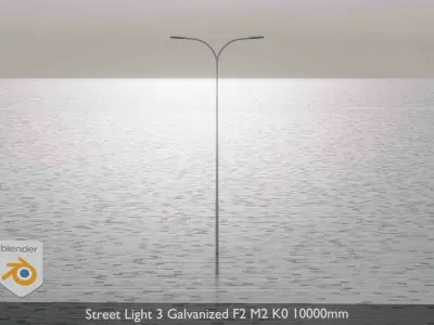 Street Light 3 Galvanized F2 M2 K0 10000mm Low-poly 3D model