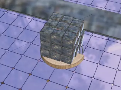 3d model of a glass cube with lighting and materials Free 3D model