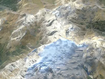 Dolomite Mountain Terrain 01 - High and Low Poly Versions 3D model