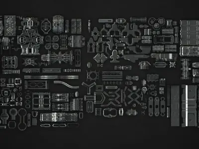 Tech Heavy Pro Kit - 400 plus 2d and 3d Elements 3D model