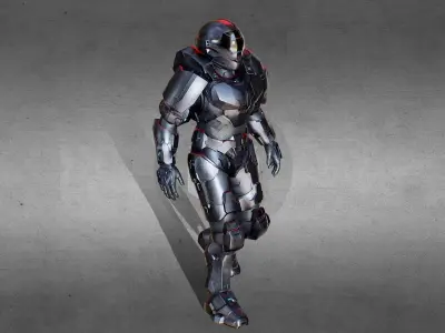 Armored Character game Ready Low-poly 3D model