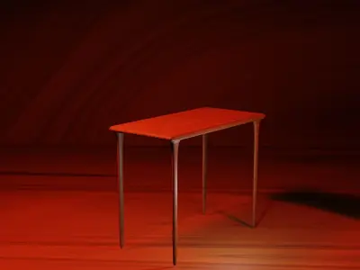 Wooden table with square legs Free low-poly 3D model