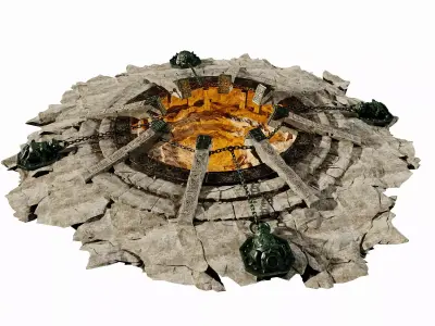 Stylized Ritual Lava Pit - Game-Ready Ruins Arena 3D model