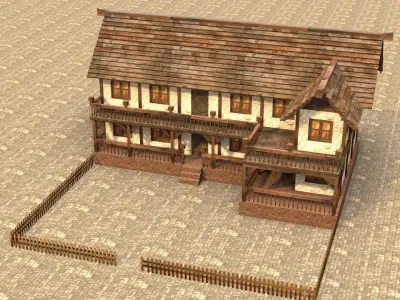 Medieval house fifteen 14 Low-poly 3D model