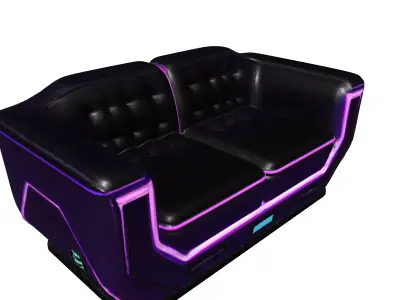 Futuristic Gaming Sofa with LED Lights Low-poly 3D model
