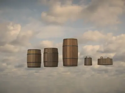 Western Barrels Low-poly 3D model