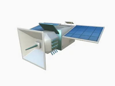 Satellite E03 White Blue - SciFi Space Design Low-poly 3D model