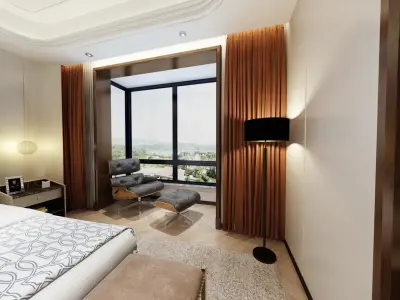 Simple and cozy bedroom Vray 3D model a9 3D model
