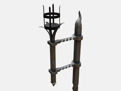 Medieval Torch Low-poly 3D model 13