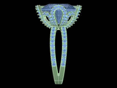 light weight  Yellow gold diamond rings-PR-482-DIA 3D print model