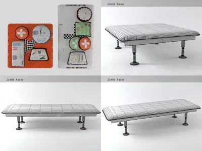 Charpoy bench with cross 3D model