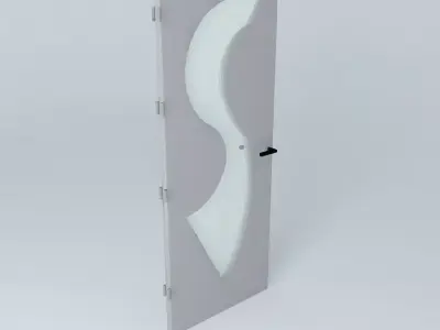 Letter S 3D door very detail with glass lock and hinger Free 3D model