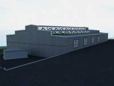 WAREHOUSE 1 industrial building with roof 3D model