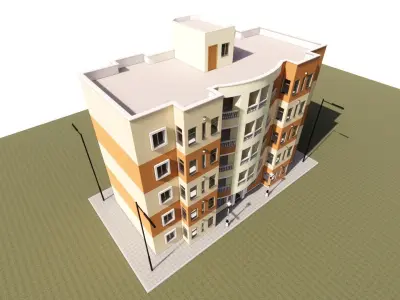 Residential building G plus 4 in Revit 3D model
