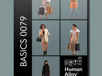 Set of 3D women shopping 3D model
