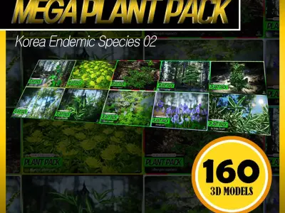 MEGA PLANT PACK - 10 Korea Endemic Species 02 Pack Low-poly 3D model