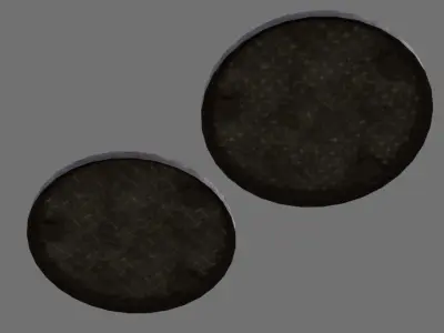 Manhole 1 pair of round metal plates Low-poly 3D model