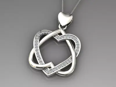 heart pendant diamond 3D print model