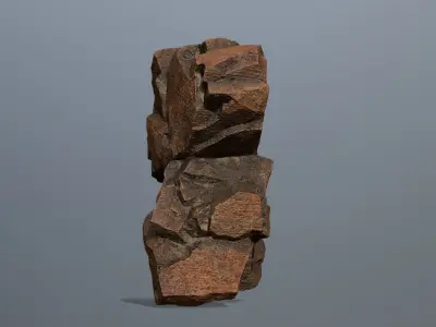 Stone rock sculpture Low-poly 3D model