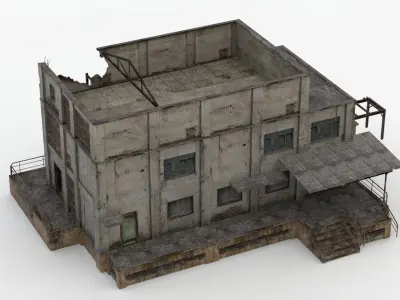 Abandoned Factory Building Low-poly 3D model