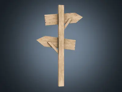 Signboards wooden 01 Low-poly 3D model