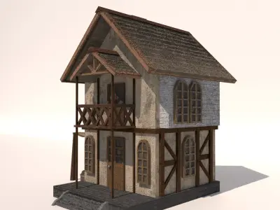 Medieval low-poly house Low-poly 3D model